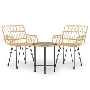 vidaXL 3 Piece Garden Dining Set Poly Rattan