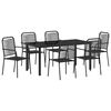 vidaXL Garden Dining Set 7 pcs Black Powder-Coated Steel