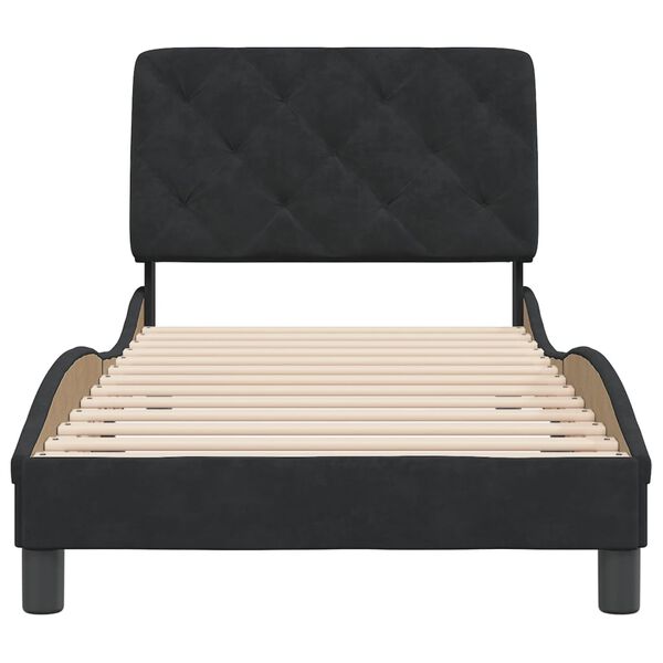 vidaXL Bed Frame without Mattress Black 90x190 cm Velvet