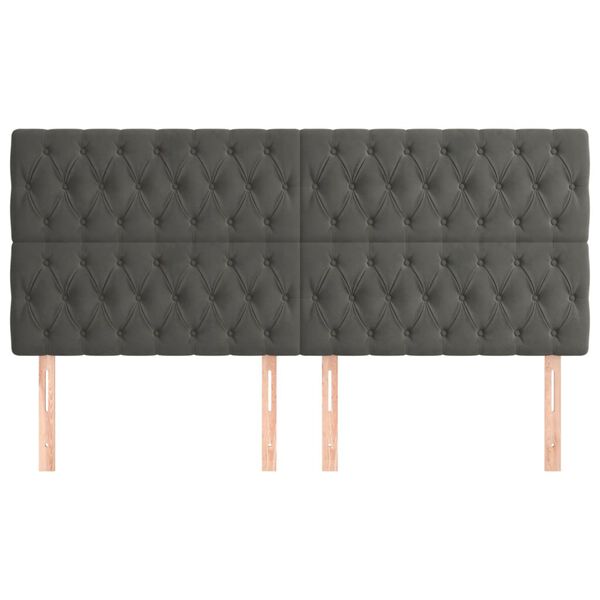 vidaXL Headboard Dark Grey 200x7x118/128 cm Velvet