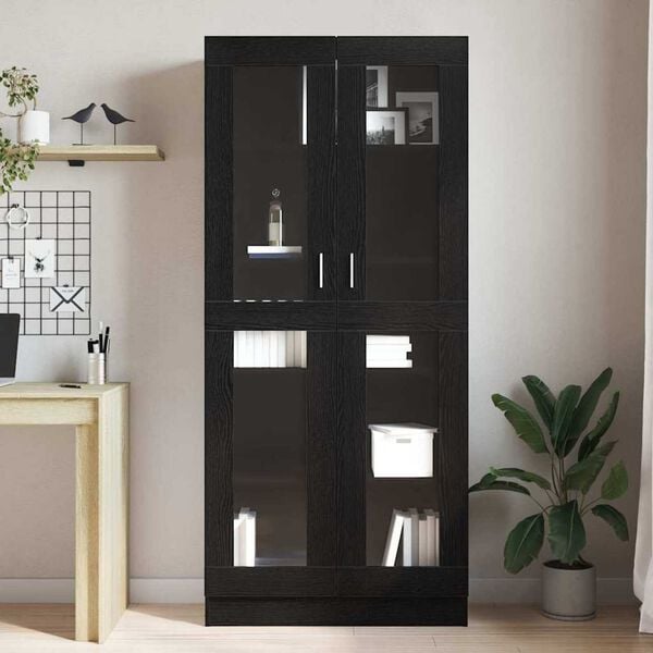vidaXL Book Cabinet Black oak 82.5 x 30.5 x 185 cm Engineered Wood