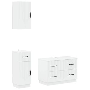 vidaXL 3 Piece Bathroom Cabinet Set HOORN White Engineered Wood