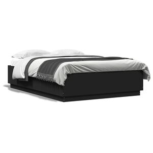 vidaXL Bed Frame without Mattress Black 150x200 cm King Size