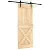 vidaXL Sliding Door Natural and Black 80 x 210 cm Solid Pine Wood