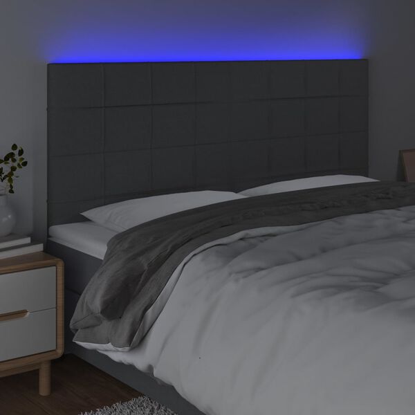 vidaXL LED Headboard Dark Grey 160x5x118/128 cm Fabric
