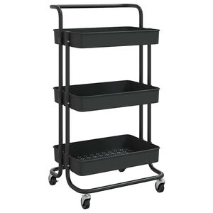 vidaXL 3-Tier Kitchen Trolley Black 42x35x85 cm Iron and ABS