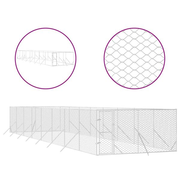 vidaXL Outdoor Dog Kennel Silver 4x16x2 m Galvanised Steel