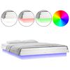 vidaXL LED Bed Frame without Mattress White Double Solid Wood