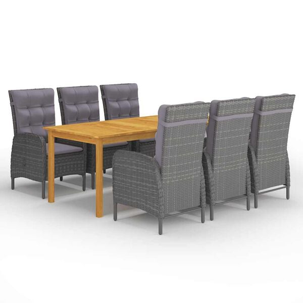 vidaXL 7 Piece Garden Dining Set Grey