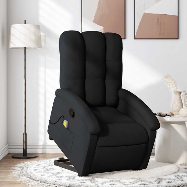 vidaXL Stand up Massage Recliner Chair Black Fabric