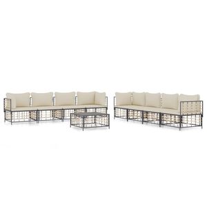vidaXL 9 Piece Garden Lounge Set with Cushions Anthracite Poly Rattan
