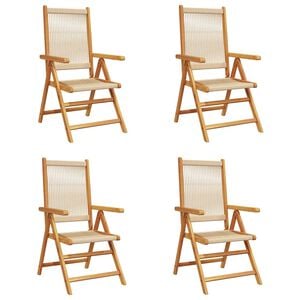 vidaXL Reclining Folding Chairs 4 pcs Beige Solid Wood Acacia