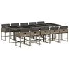 vidaXL 11 Piece Garden Dining Set with Cushions Grey Poly Rattan