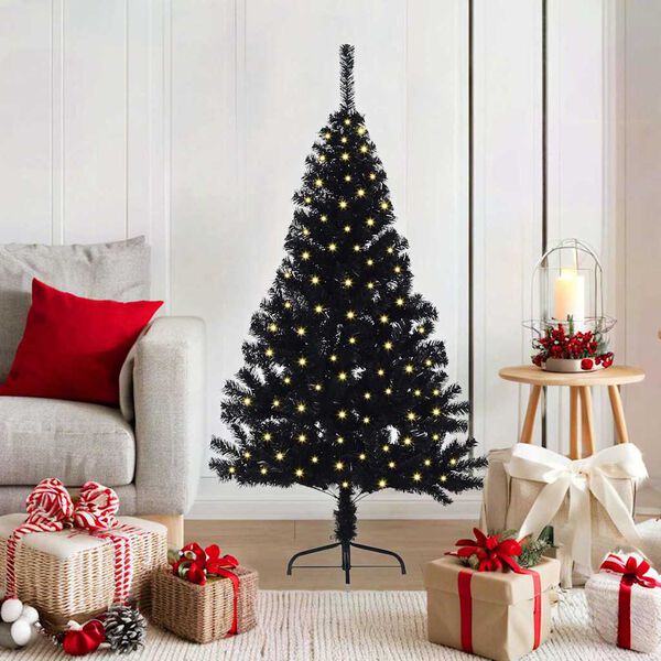 vidaXL Artificial Pre-lit Christmas Tree Black 120 cm PVC
