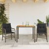 vidaXL 3 Piece Bistro Set with Cushions Grey Poly Rattan