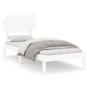 vidaXL Bed Frame | White | Solid Pinewood | Single | Bed Frame | Rectangular
