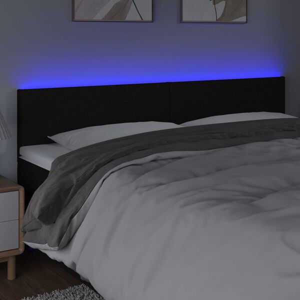 vidaXL LED Headboard Black 160 cm Fabric