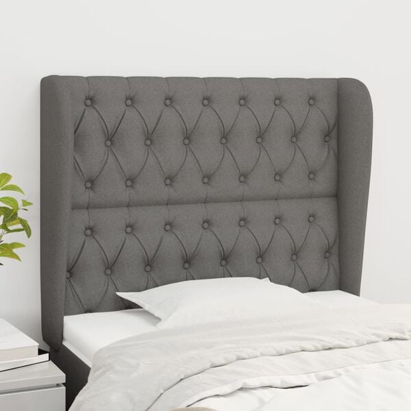 vidaXL Headboard with Ears Dark Grey 103 cm Fabric