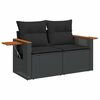 vidaXL 5 Piece Garden Sofa Set with Cushions Black Poly Rattan Acacia