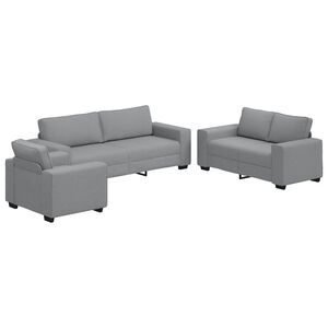 vidaXL 3 Piece Sofa Set with Cushions&nbsp;Light Grey Fabric