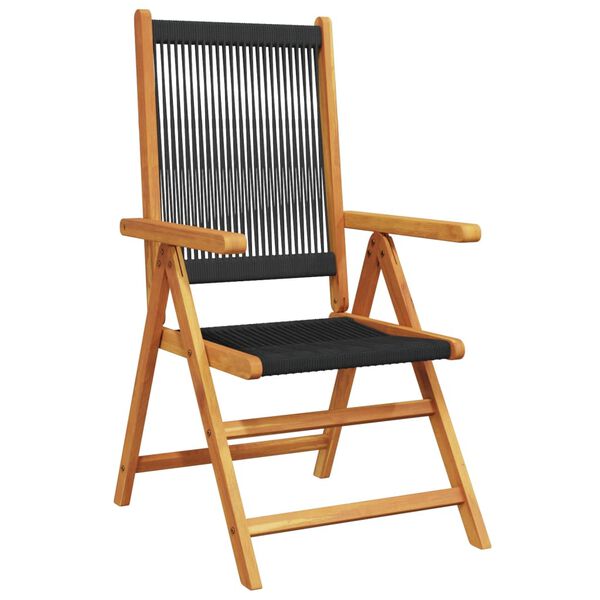 vidaXL Garden Chairs 2 pcs Black Solid Wood Acacia and Polypropylene