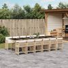 vidaXL 13 Piece Garden Dining Set with Cushions Beige Poly Rattan