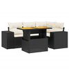 vidaXL 5 Piece Garden Sofa Set with Cushions Black Poly Rattan