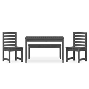 vidaXL 4 Piece Garden Dining Set Grey Solid Wood Pine