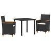 vidaXL Garden Dining Set 3 pcs Black Poly Rattan