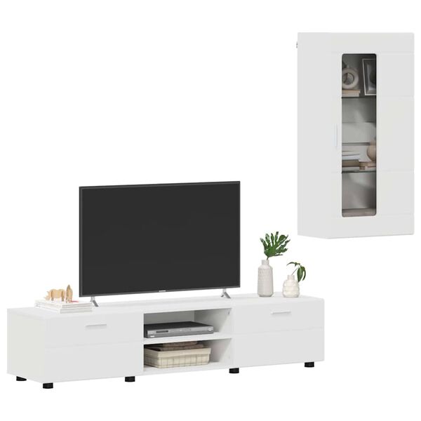 vidaXL TV Cabinet Set with Drawer with Shelf White Engineered Wood