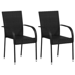 vidaXL Stackable Outdoor Chairs 2 pcs Poly Rattan Black
