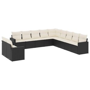 vidaXL 11 Piece Garden Sofa Set with Cushions Black Poly Rattan