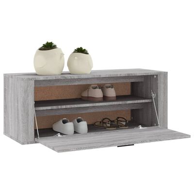 vidaXL Wall Shoe Cabinet Grey Sonoma 100x35x38 cm Engineered Wood
