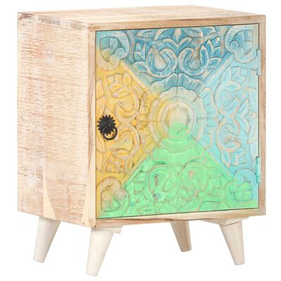 vidaXL Carved Bedside Cabinet 40x30x50 cm Solid Acacia Wood