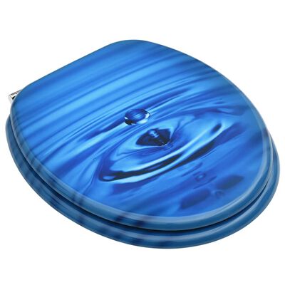vidaXL WC Toilet Seat with Lid MDF Blue Water Drop Design