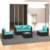 vidaXL 5 Piece Garden Lounge Set with Cushions Poly Rattan Black
