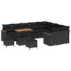 vidaXL Garden Sofa Set 12 pcs 9-Seater Black Poly Rattan