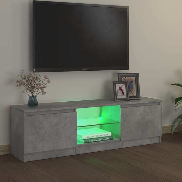 vidaXL TV Cabinet with LED Lights Concrete Grey 120x30x36 cm