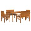 vidaXL 5 Piece Outdoor Dining Set with Cushions Solid Wood Acacia