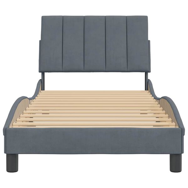 vidaXL Bed Frame without Mattress "Hanko" Dark Grey 90x190 cm Velvet
