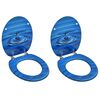 vidaXL WC Toilet Seats with Lid 2 pcs MDF Blue Water Drop Design
