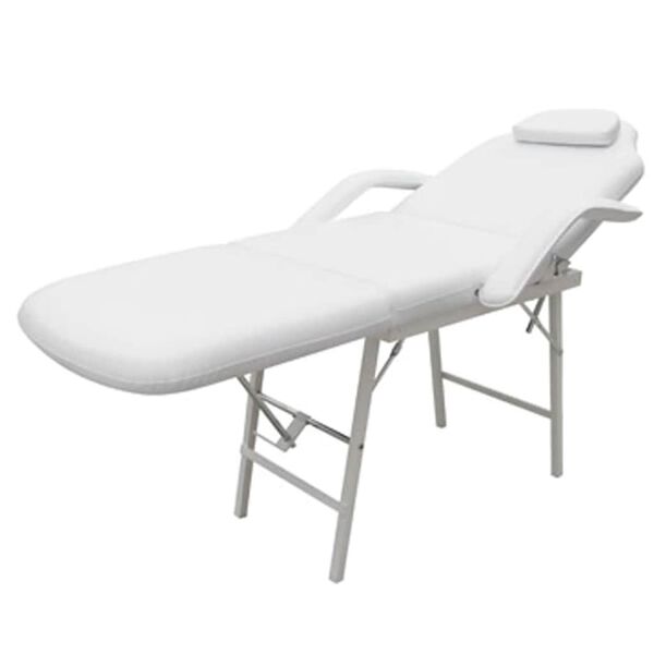 vidaXL Portable Facial Treatment Chair Faux Leather 185x78x76 cm White