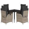 vidaXL 5 Piece Garden Dining Set with Cushions Grey Poly Rattan