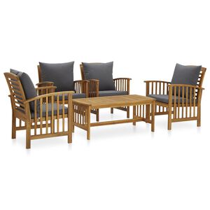 vidaXL 5 Piece Garden Lounge Set with Cushions Solid Acacia Wood