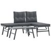 vidaXL 3 Piece Garden Bench Set with Cushions Black