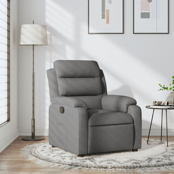 vidaXL Recliner Chair Dark Grey Fabric