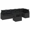 vidaXL Sofa Set 7 pcs Black Poly rattan