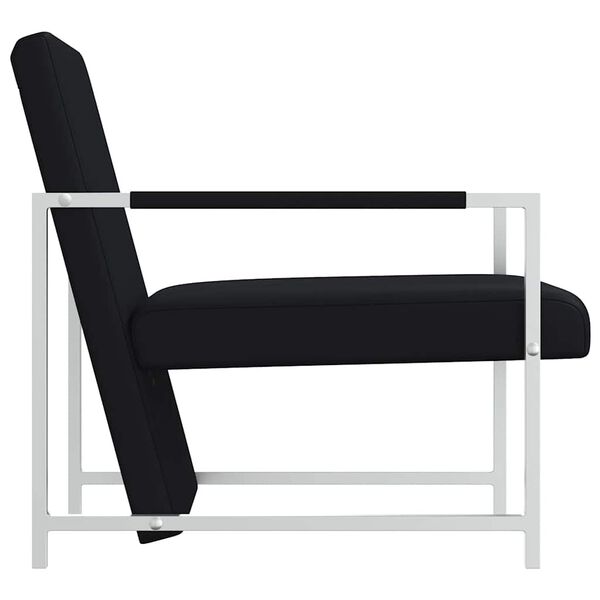 vidaXL Armchair with Chrome Feet Black Faux Leather