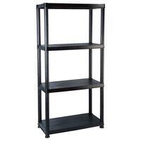 vidaXL Storage Shelf 4-Tier Black 61x30.5x130 cm Plastic