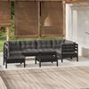 vidaXL 7 Piece Garden Lounge Set with Cushions Black Pinewood
